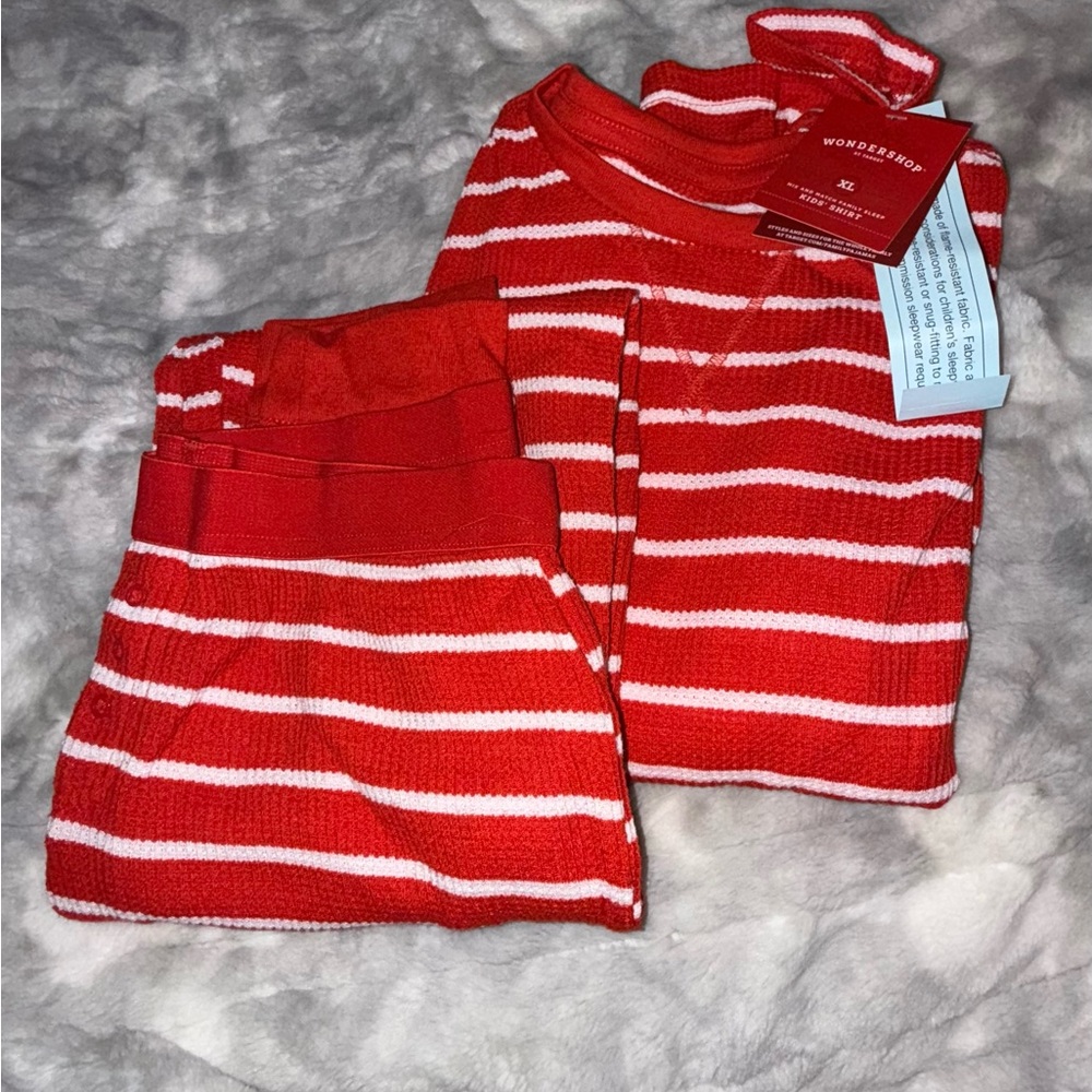 Wondershop Red and White Striped Kids Pajama Set